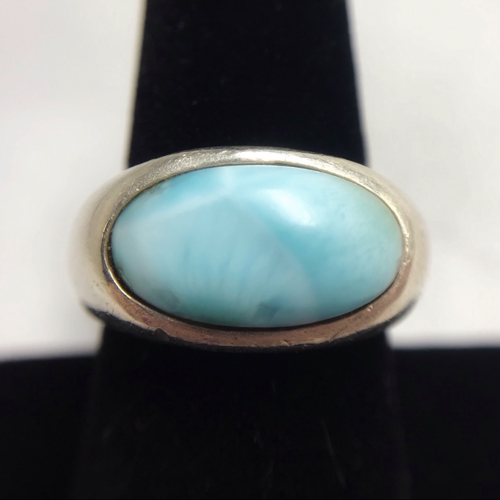 Vintage Marahlargo Larimar Sterling Silver Artisan Ring